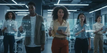 Young professionals in a modern 2026 office environment