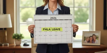 Woman planning 2026 FMLA leave with calendar and documents