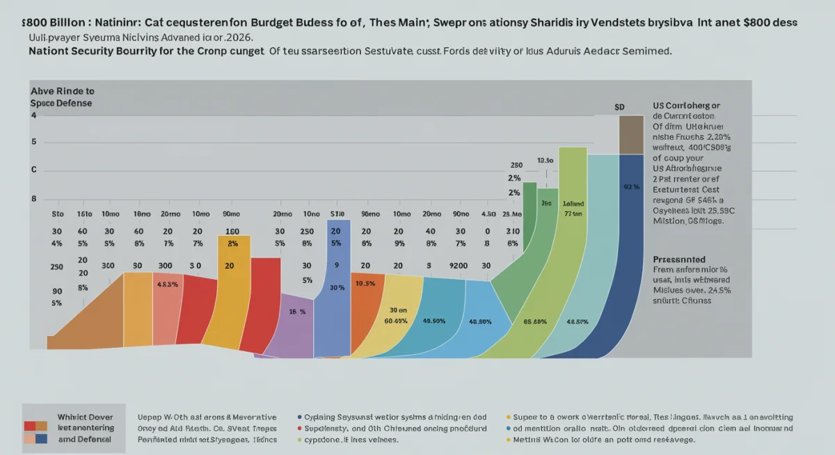 Breakdown of 2026 national security budget allocations across key defense and technology sectors.