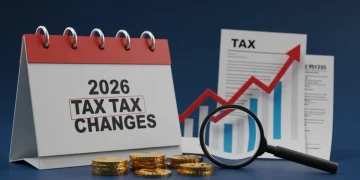 Financial calendar highlighting 2026 tax changes with investment growth chart