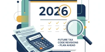 Calendar showing 2026 with tax forms and calculator, representing future tax planning.