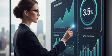 Professional analyzing 2026 US employment report on digital dashboard