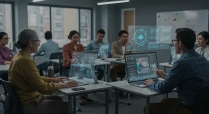 Diverse individuals learning advanced skills in a modern training facility under the 2026 National Workforce Development Act.