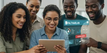 Diverse individuals reviewing ACA healthcare plans and subsidy information on a tablet, symbolizing financial relief.