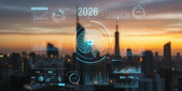 Futuristic AI financial planning dashboard with investment data and automation features for 2026