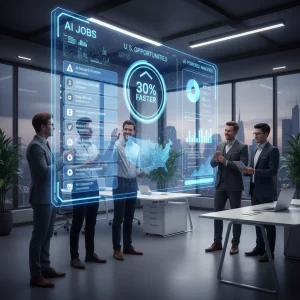 Leveraging AI in Your U.S. Job Search: 5 Tools to Find Opportunities 30% Faster in 2026 AI-powered job search interface with diverse professionals