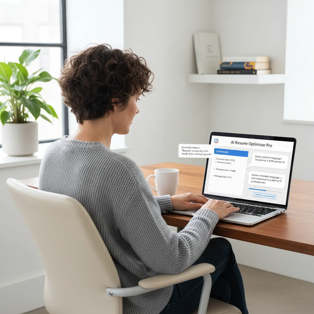 Person optimizing resume with AI tool