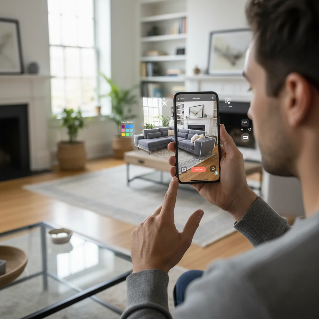 Customer using AR app for personalized shopping experience
