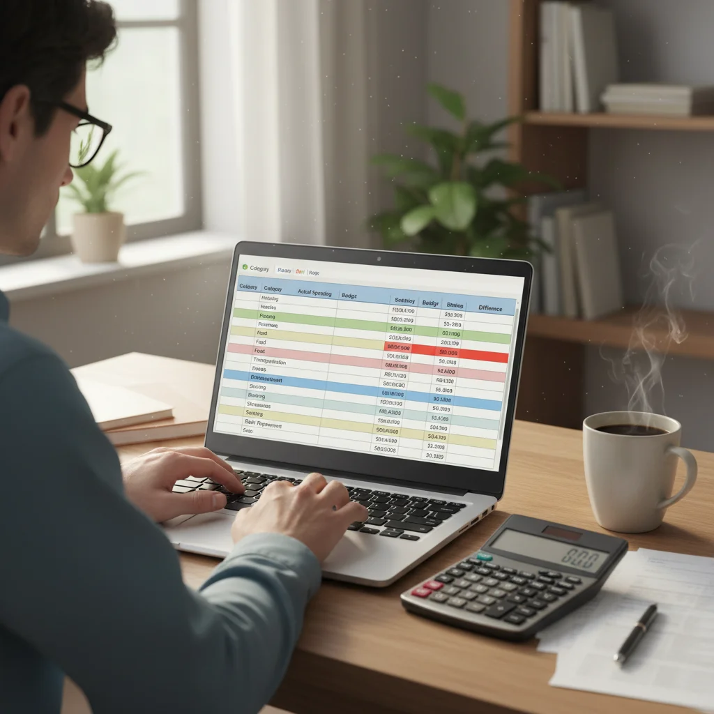 Person adjusting budget spreadsheet for inflation