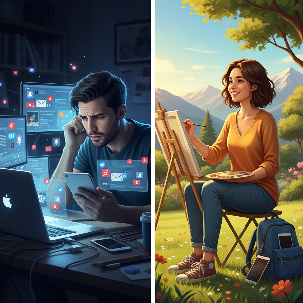 Comparación entre el burnout tecnológico y el bienestar con equilibrio digital