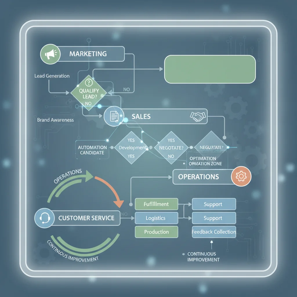Business process flowchart illustrating workflow optimization and automation