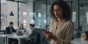 Professional woman reviewing certifications for career growth