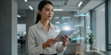 Professional woman planning career transition in 2026 with digital tools