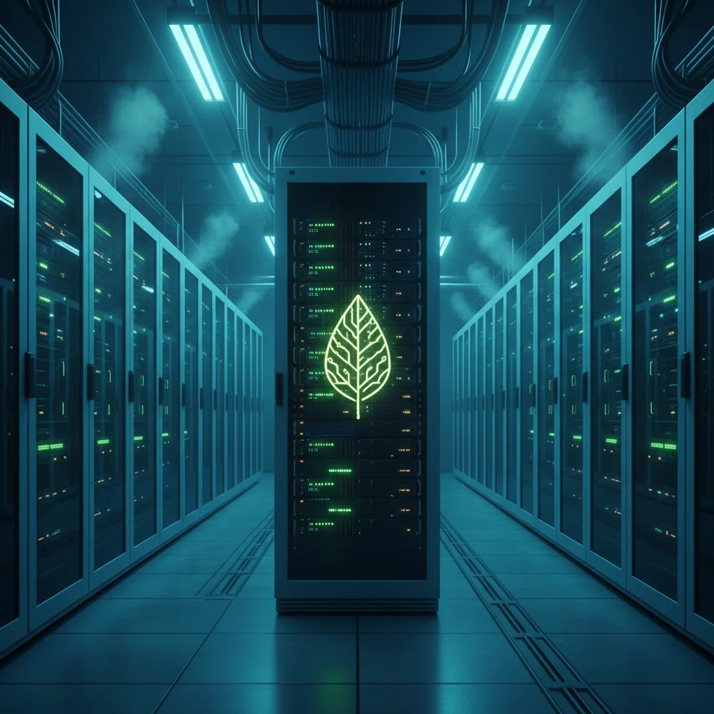 Centro de datos moderno con servidores, ilustrando el consumo energético de la infraestructura digital.