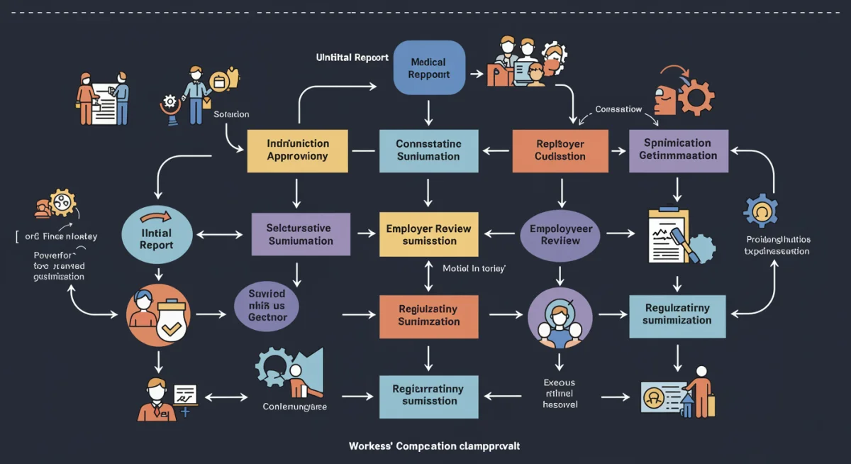 Detailed flowchart illustrating the workers' compensation claim approval process.