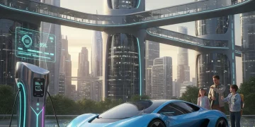 Coche eléctrico cargando en estación de recarga con ayudas 2026