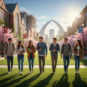 College students walking on a sunny campus, symbolizing future education