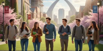 College students walking on a sunny campus, symbolizing future education