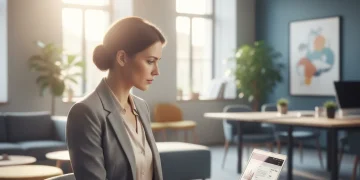 Professional woman confidently negotiating flexible work