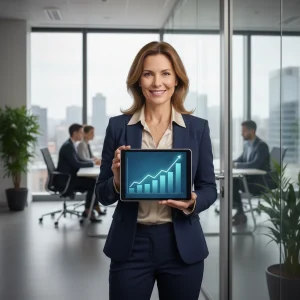 Confident woman over 40 succeeding in professional environment