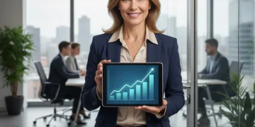 Confident woman over 40 succeeding in professional environment