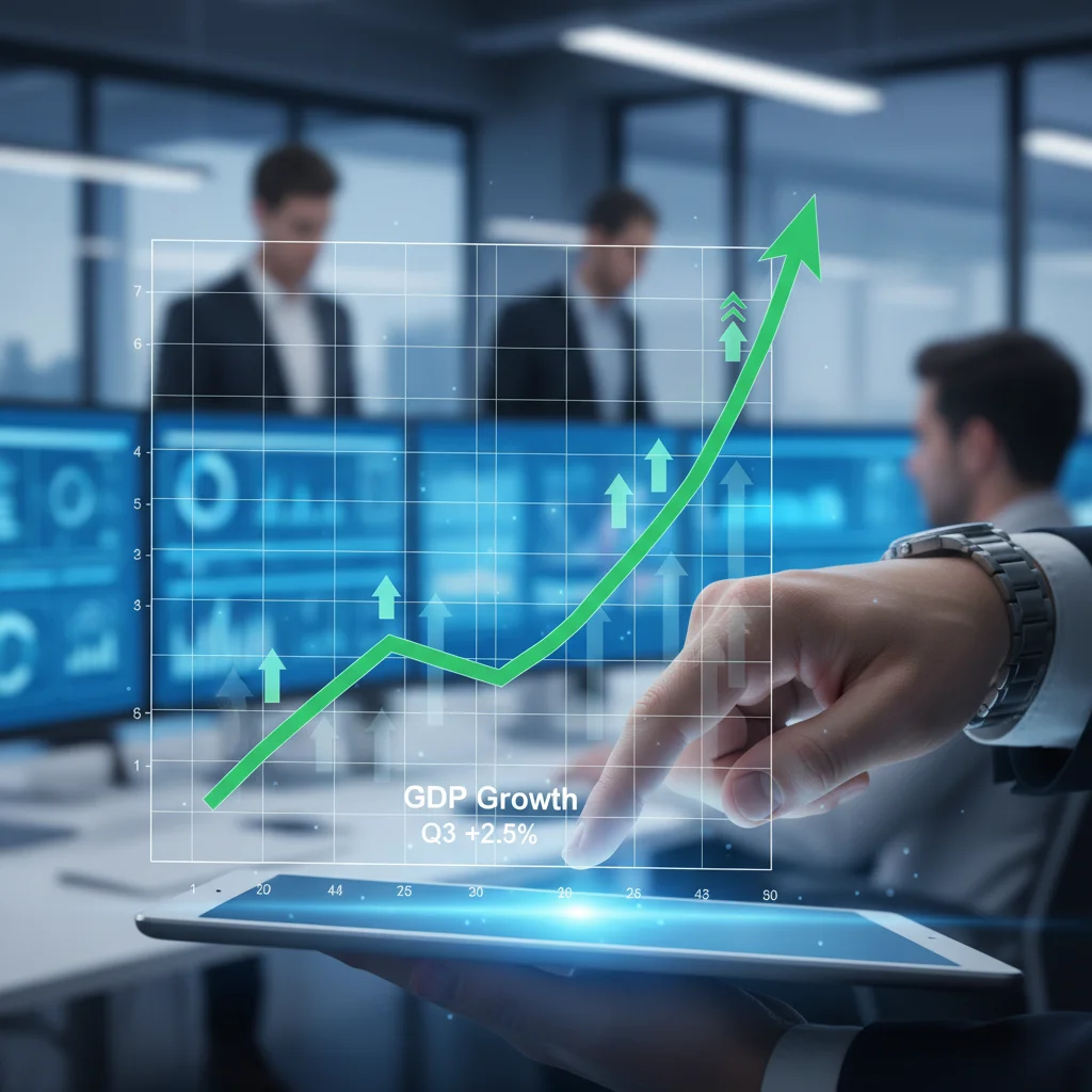 Mano señalando un gráfico de crecimiento económico