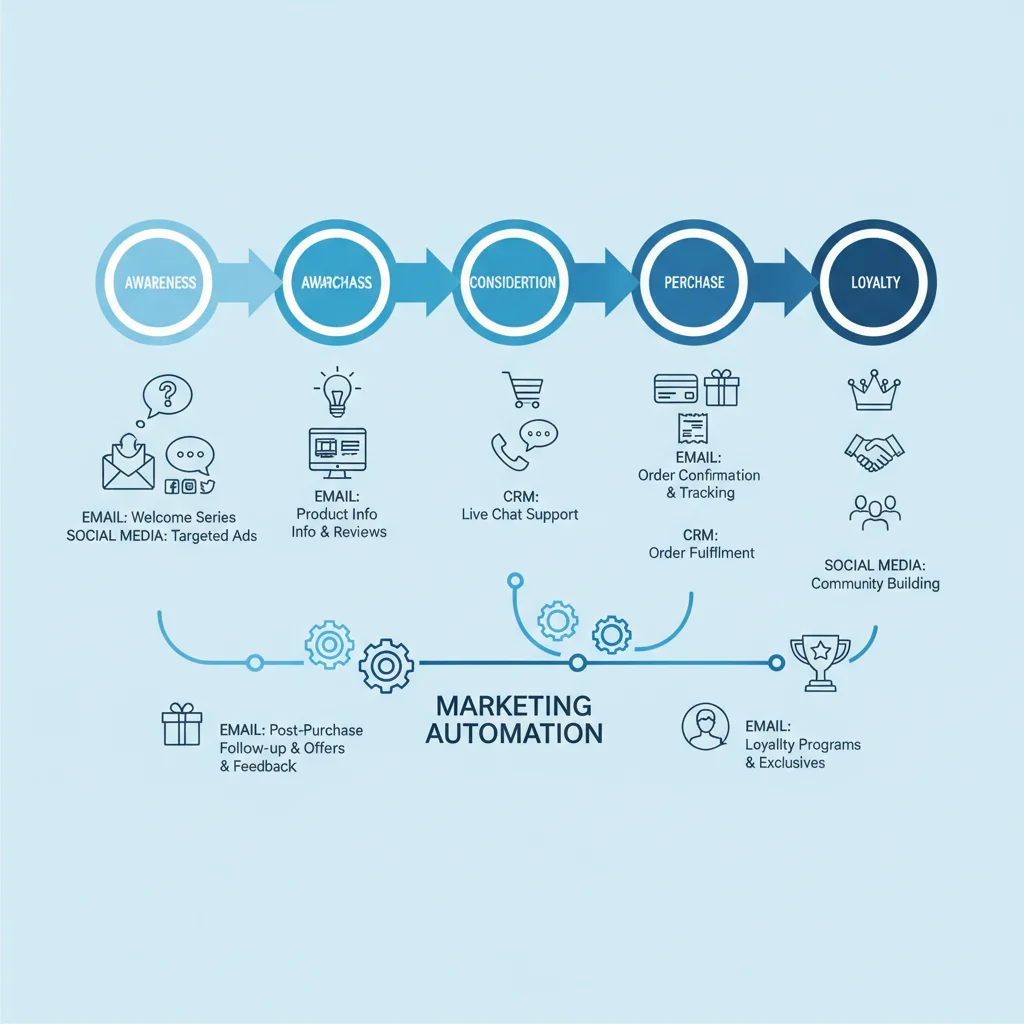 Customer journey map with marketing automation touchpoints