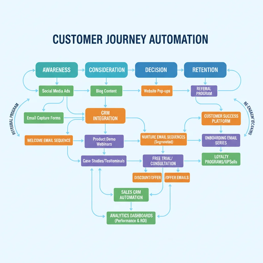 Customer journey map with marketing automation touchpoints