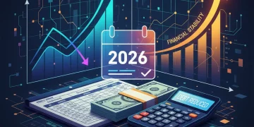 Financial graphs showing declining interest and rising stability for 2026 debt restructuring.
