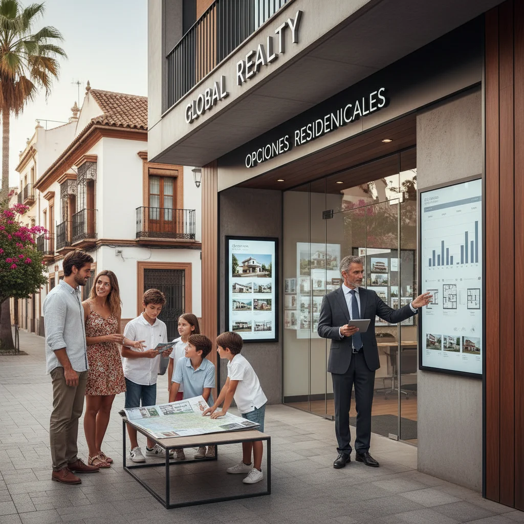 Personas analizando opciones de vivienda e inversión en el mercado inmobiliario español de cara a 2026.
