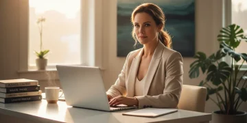 Determined woman planning her career comeback after layoff in modern home office