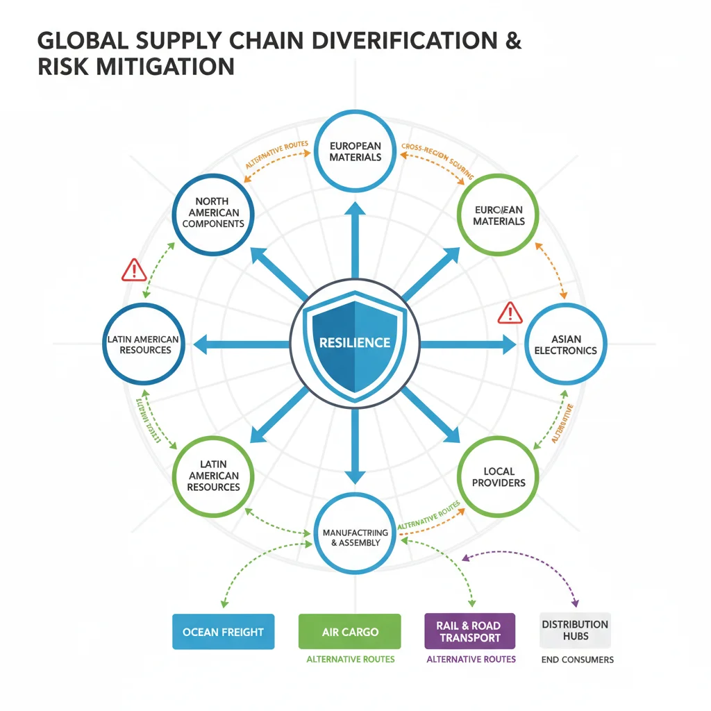 Diverse supplier network illustrating supply chain diversification strategies