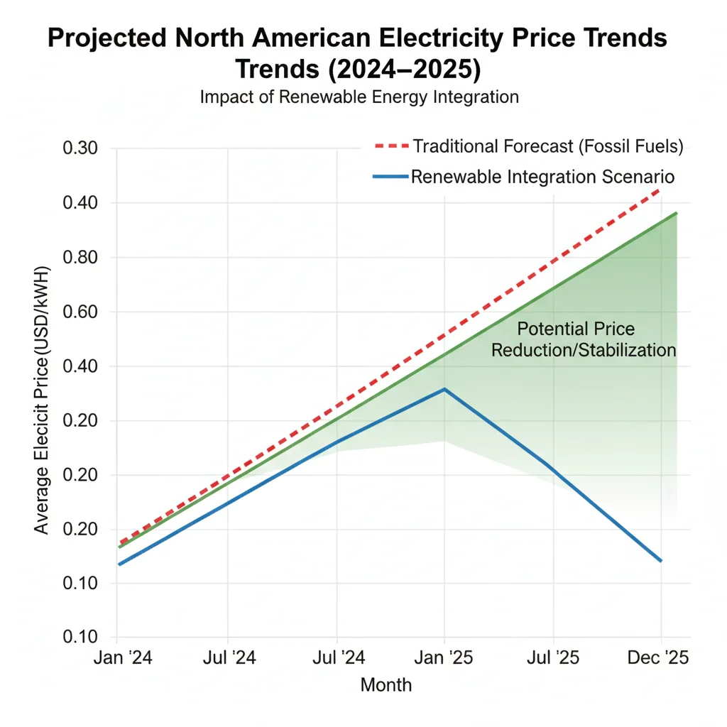 Projected electricity price trends influenced by renewable energy policies.