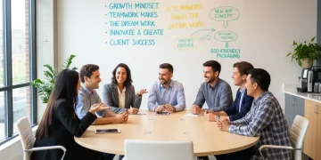 Diverse employees collaborating happily in a modern small business office, showcasing strong employee retention.