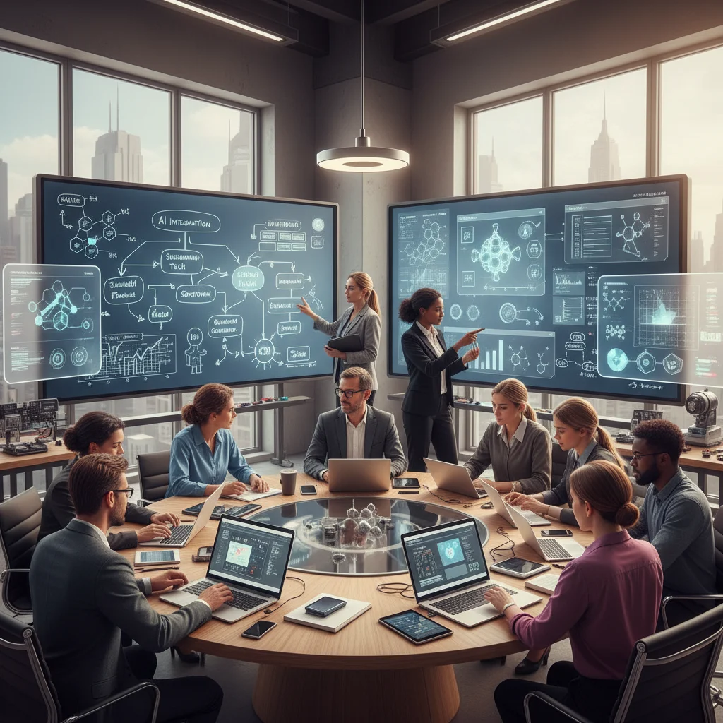 Equipo de profesionales colaborando en proyecto de innovación y desarrollo