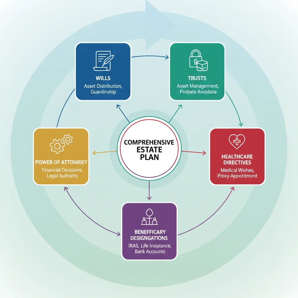 Comprehensive estate planning components diagram