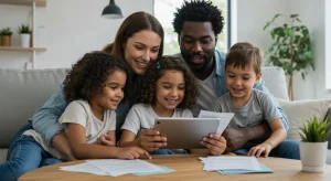 Family reviewing tax documents for Child Tax Credit 2026