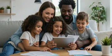 Family reviewing tax documents for Child Tax Credit 2026