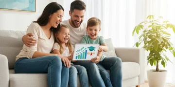 Family planning education savings with a tablet and graduation cap