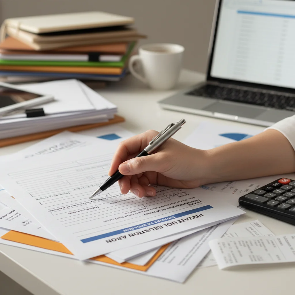 Hand filling out private education loan application form