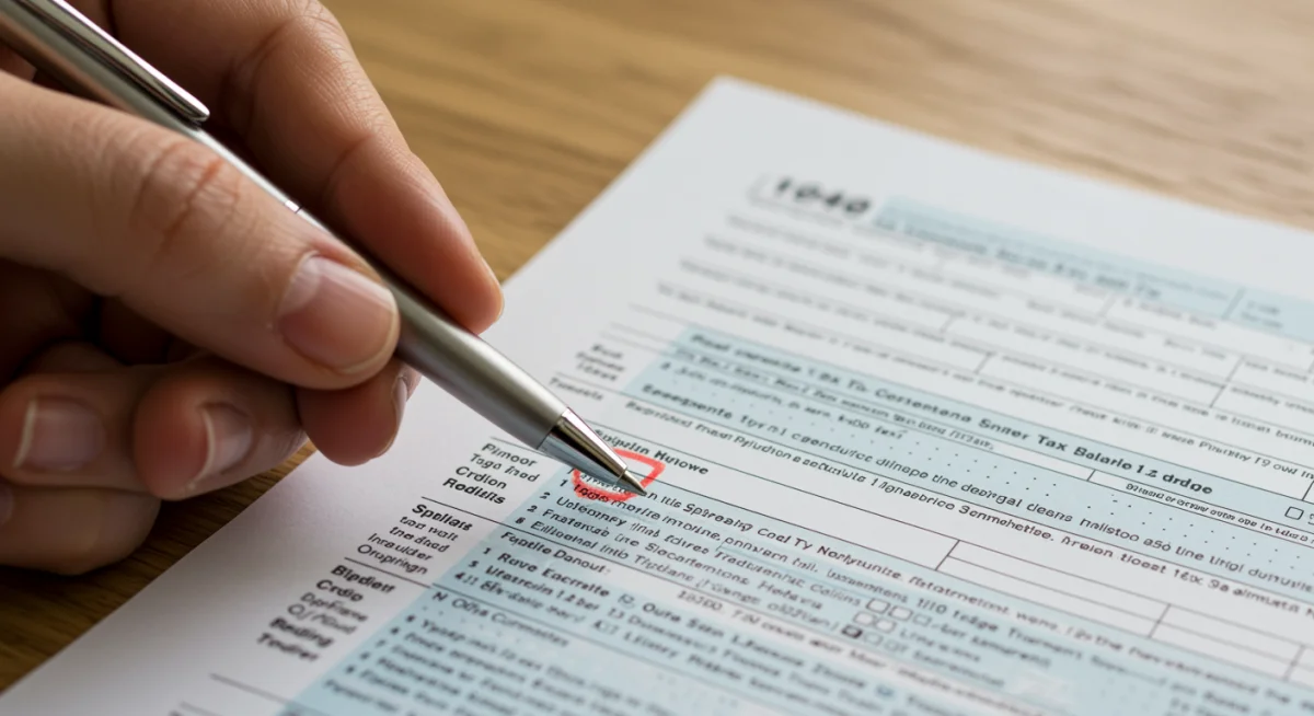 Hand filling out tax form for Child Tax Credit 2026