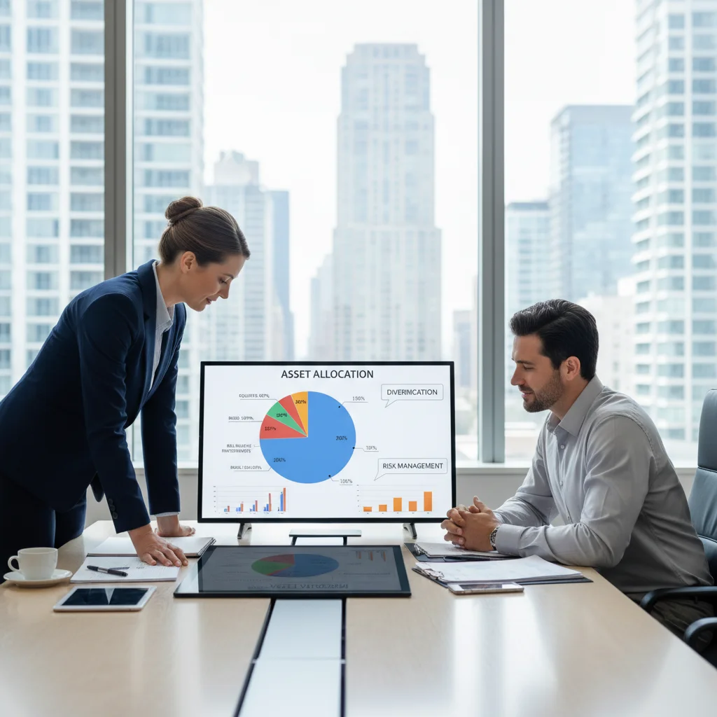 Financial advisor explaining asset allocation to client