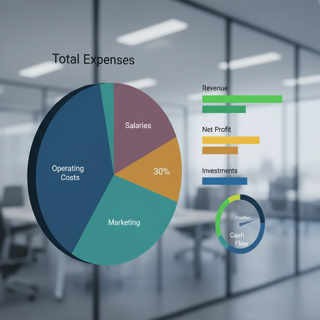 Financial dashboard showing budget allocation categories for a business