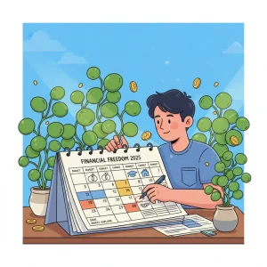 Budgeting for Big Life Events: Your 12-Month Financial Roadmap for 2026 Financial planning calendar with icons for major life events and growing money plants.