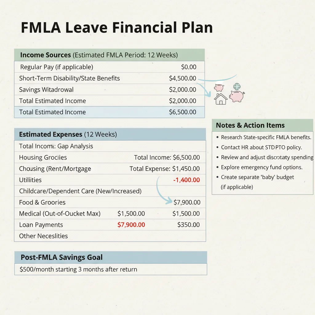 Financial planning tools and budget sheet for FMLA leave
