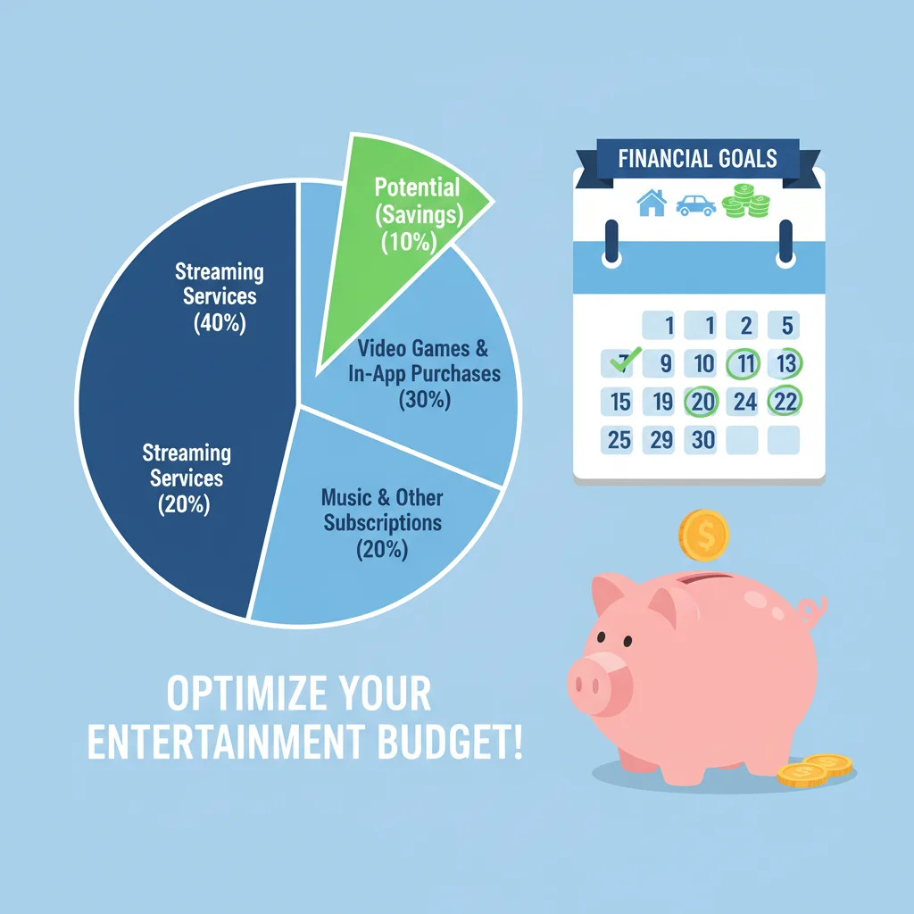 Gráfico de gastos de entretenimiento digital y estrategias de ahorro para el presupuesto personal.