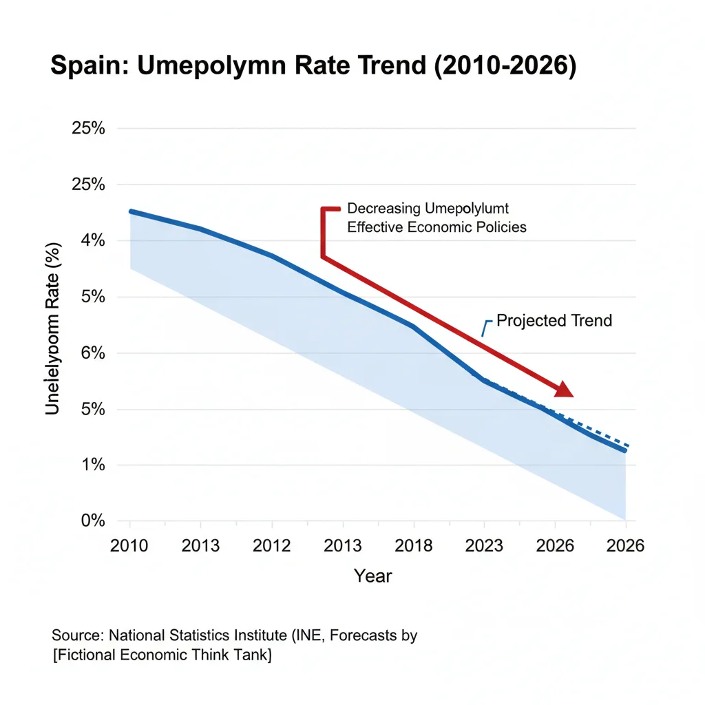 Gráfico de evolución y previsión de la tasa de desempleo en España