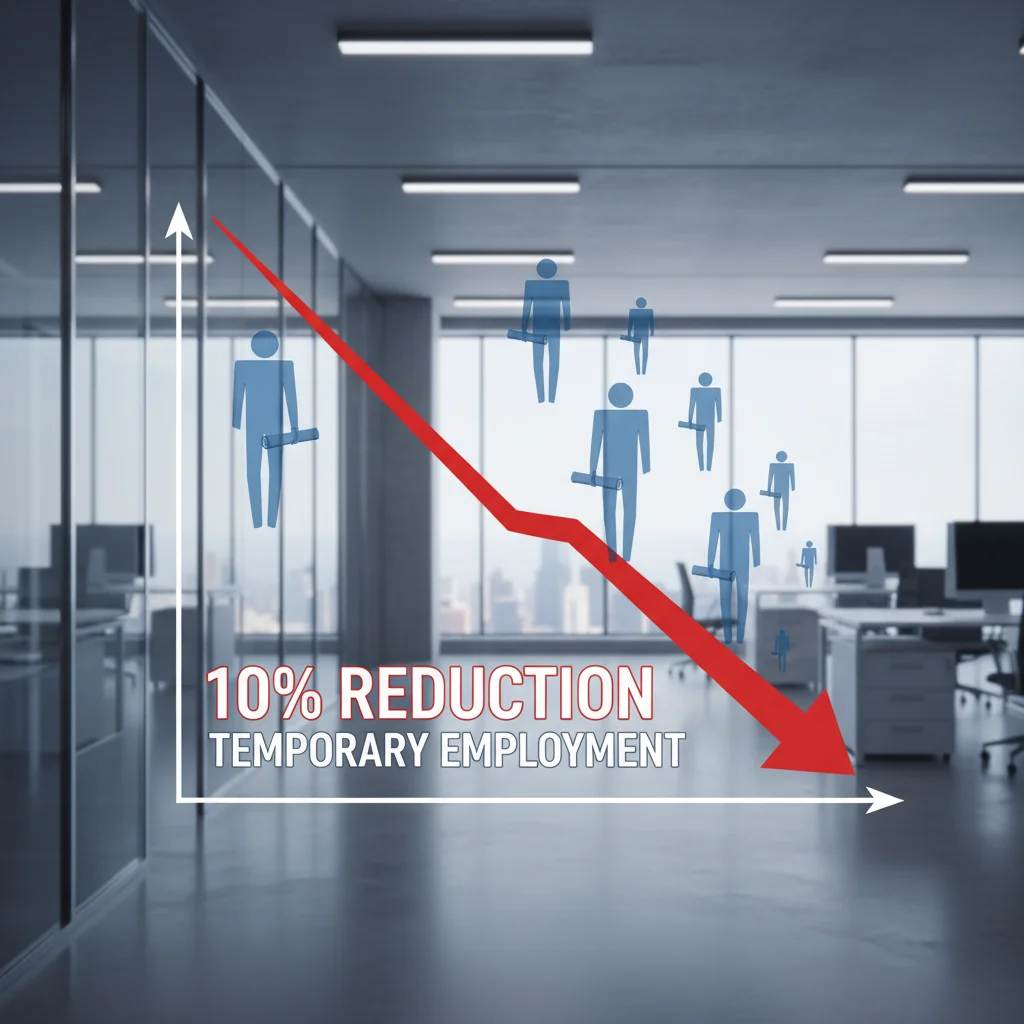 Gráfico de reducción del 10% en contratos temporales