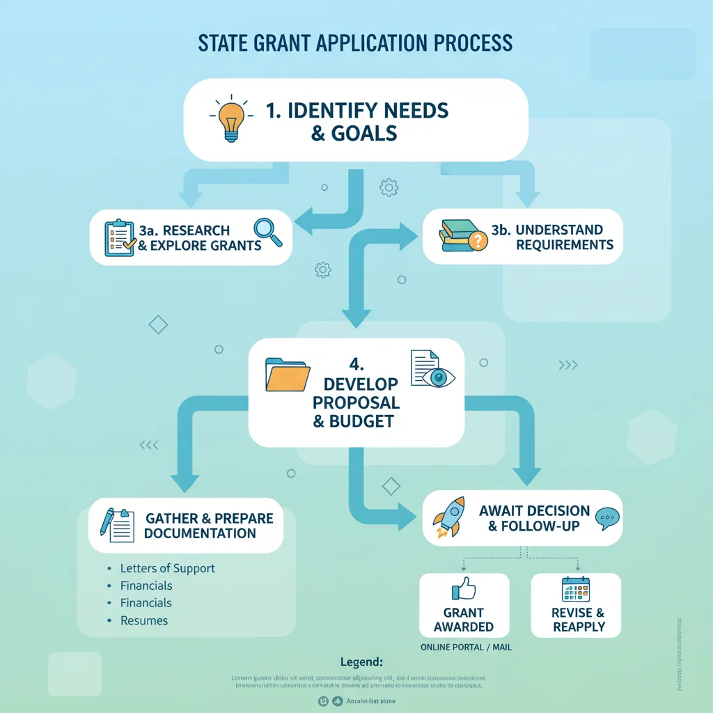 Flowchart illustrating the state grant application process step-by-step.