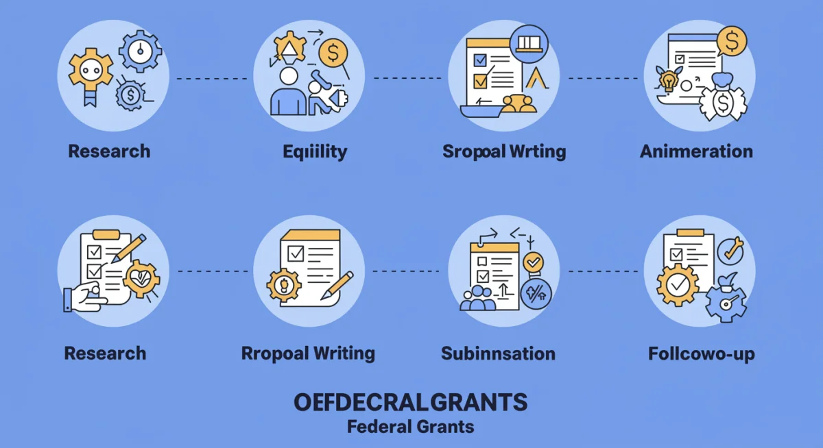 Step-by-step federal grant application process infographic
